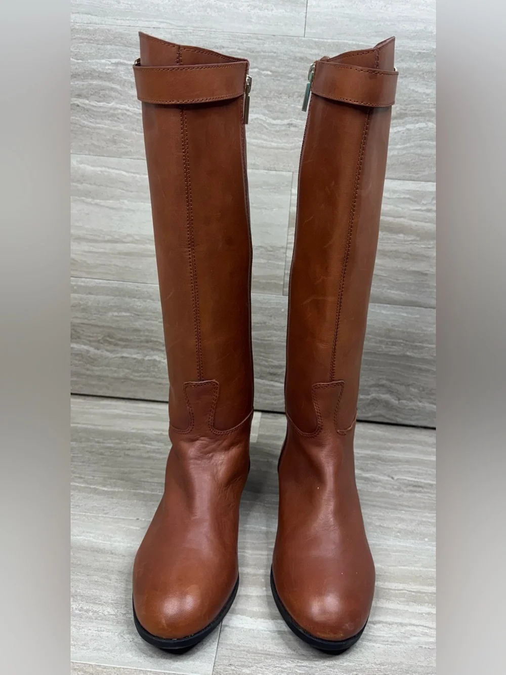 G.H. Bass & Co. Laur Tall Leather Size Zip Buckle Boots Size 6.5